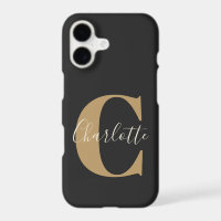 Elegant Modern Monogram Name in Black Gold