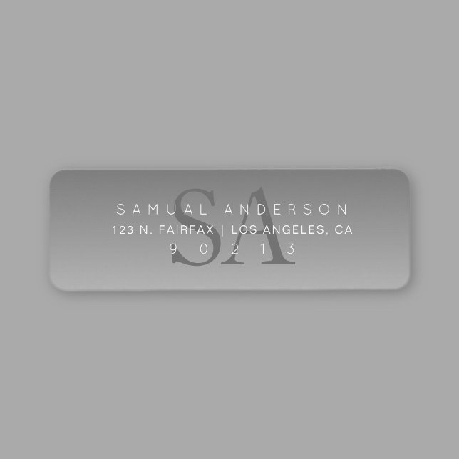 Elegant Modern Monogram Ombre Return Address Label (Creator Uploaded)