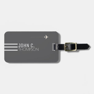 Elegant & Modern Monogram on gray Travel Luggage Tag