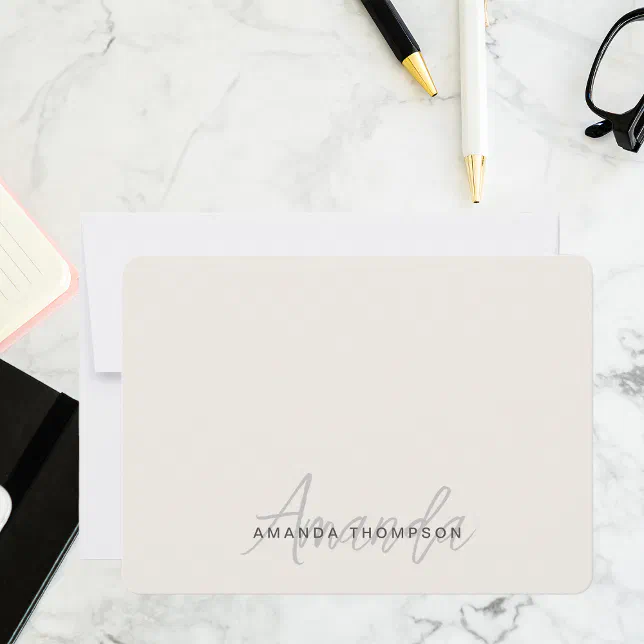 Elegant Modern Monogram Personalized With Name Note Card | Zazzle