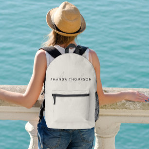 Elegant Modern Monogram Personalized With Name Printed Backpack