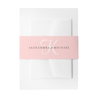 Elegant Modern Monogram Pink Invitation Belly Band