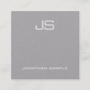 Elegant Modern Monogram Premium Grey Plain Luxury Square Business Card