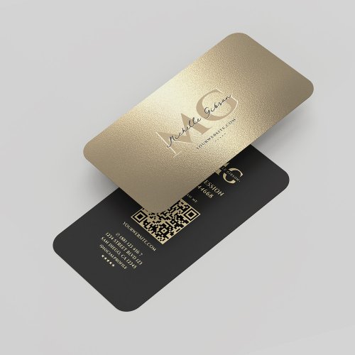 Elegant Modern Monogram Professional Black Gold  Business Card