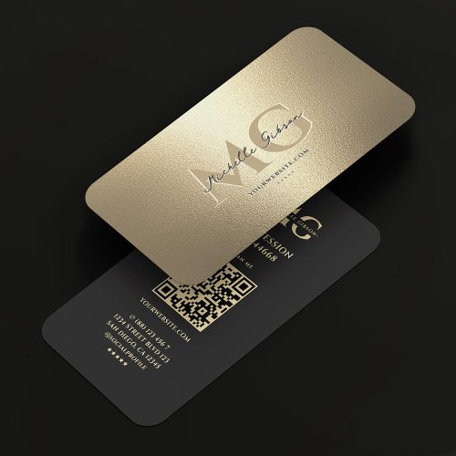 Elegant Modern Monogram Professional Black Gold  Business Card