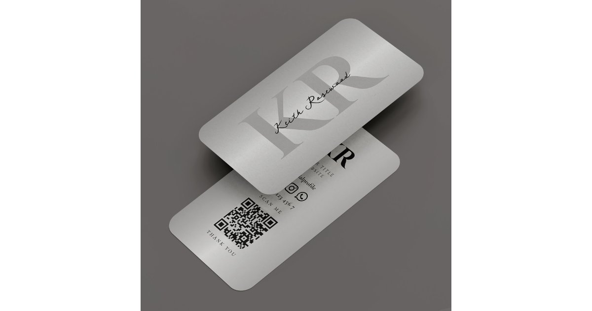 Elegant Modern Monogram Silver Professional Business Card | Zazzle
