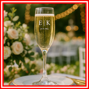 Elegant Modern Monogram Simple Wedding Champagne Flute