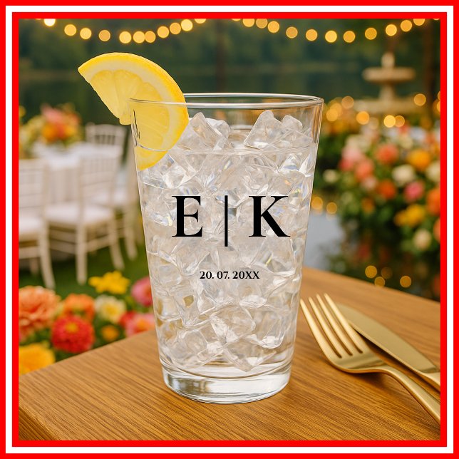Elegant Modern Monogram Simple Wedding Glass (Creator Uploaded)