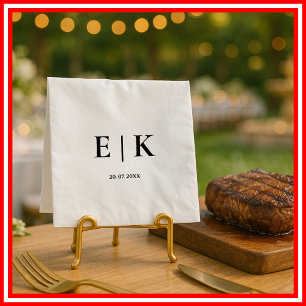 Elegant Modern Monogram Simple Wedding Napkins
