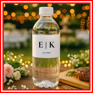 Elegant Modern Monogram Simple Wedding Water Bottle Label