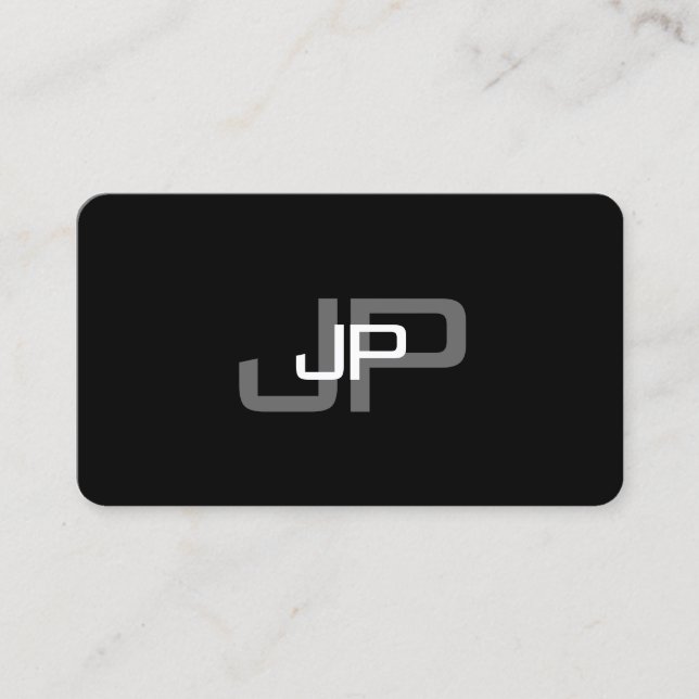 Elegant Modern Monogram Template Rounded Corners Business Card (Front)