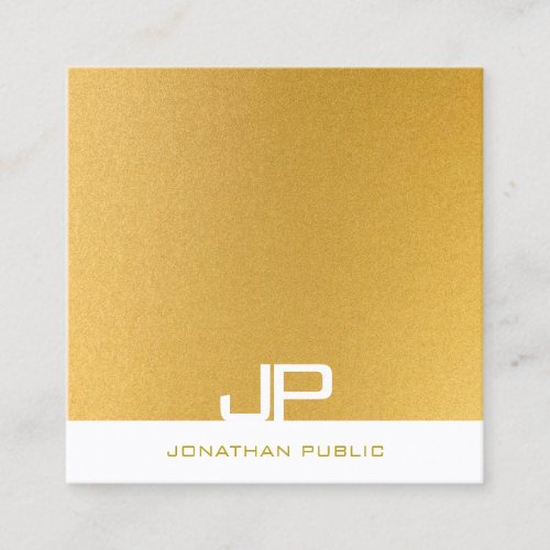 Elegant Modern Monogram Template Trendy Gold Square Business Card