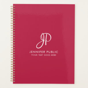 Elegant Modern Monogram Template Viva Magenta Planner