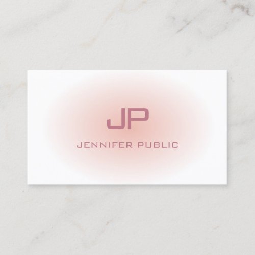 Elegant Modern Monogram Trendy Blush Pink White Business Card