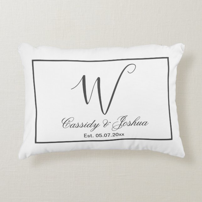 Elegant modern monogram wedding keepsake gift accent pillow (Front)