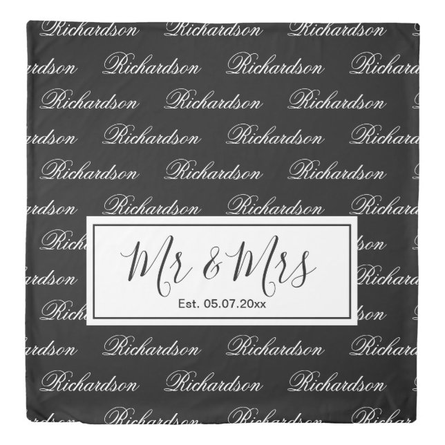 Elegant modern monogram wedding keepsake gift duvet cover (Front)