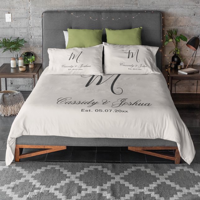 Elegant modern monogram wedding keepsake gift duvet cover (Creator Uploaded)