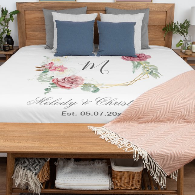 Elegant modern monogram wedding keepsake gift duvet cover (Creator Uploaded)