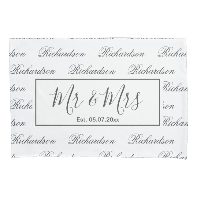 Elegant modern monogram wedding keepsake gift pillow case (Front)