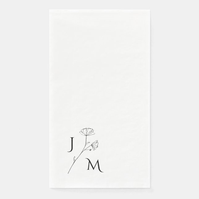 Elegant Modern Monogram Wedding  Paper Guest Towels (Front)