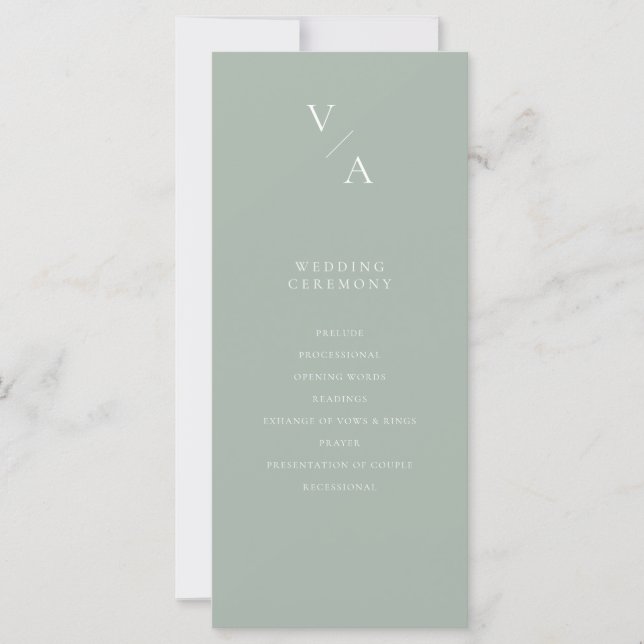 Elegant Modern Monogram Wedding Program (Front)