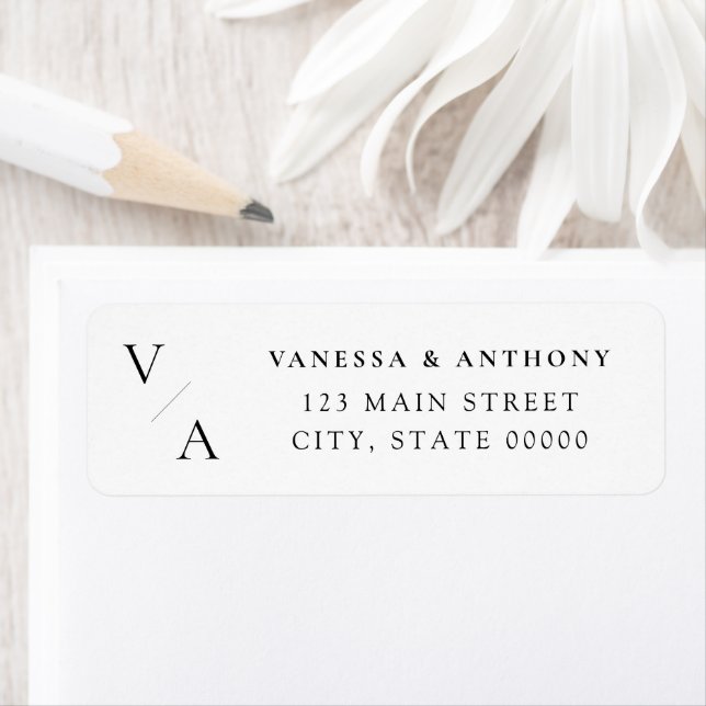 Elegant Modern Monogram Wedding Return Address Label (Insitu)