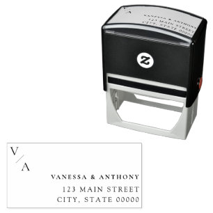 Elegant Modern Monogram Wedding Return Address Self-inking Stamp