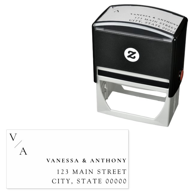 Elegant Modern Monogram Wedding Return Address Self-inking Stamp (In Situ)