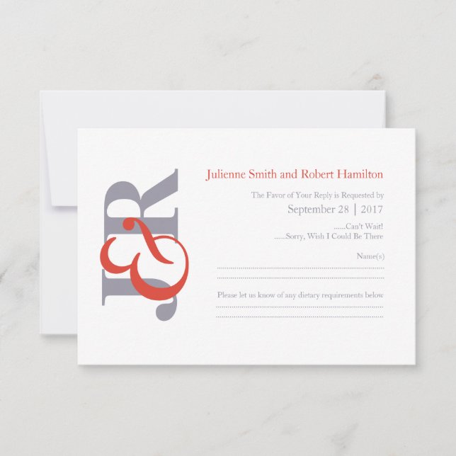Elegant Modern Monogram Wedding RSVP (Front)
