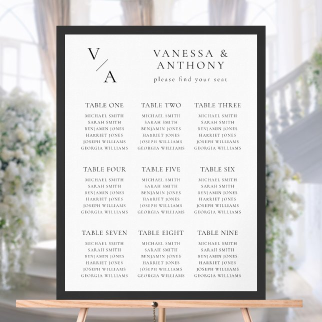 Elegant Modern Monogram Wedding Seating Chart (Creator Uploaded)