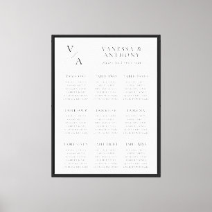 Elegant Modern Monogram Wedding Seating Chart Canvas Print