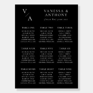 Elegant Modern Monogram Wedding Seating Chart Foam Board
