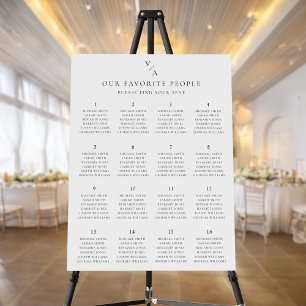 Elegant Modern Monogram Wedding Seating Chart Foam Board