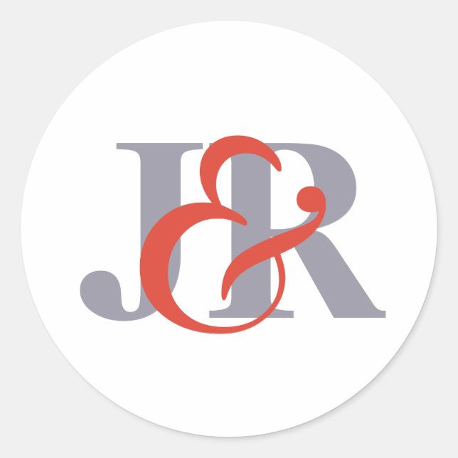 Elegant Modern Monogram Wedding Sticker (Front)