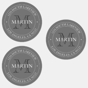 Elegant Modern Monogram White & Gray   Waterproof Labels