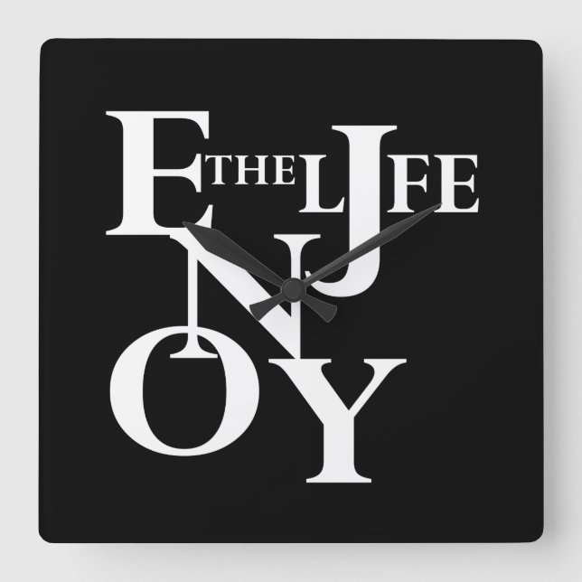 Elegant Modern Monograme Enjoy life Square Wall Clock (Front)
