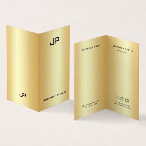 Elegant Modern Monogrammed Faux Gold Professional Business Card