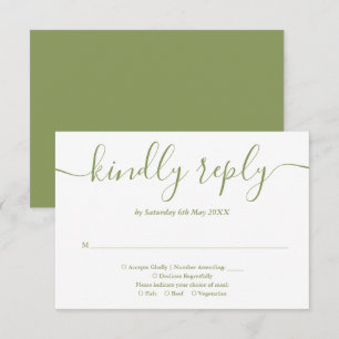 Elegant Modern Moss Green Script RSVP Card