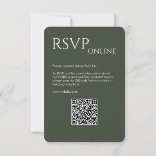 Elegant Modern Moss Green Wedding RSVP Card