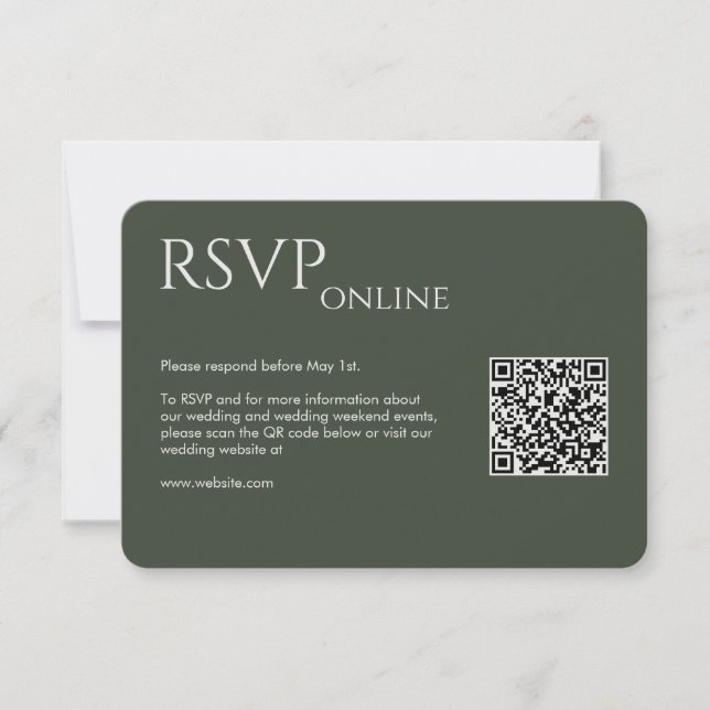 Elegant Modern Moss Green Wedding RSVP Card (Front)