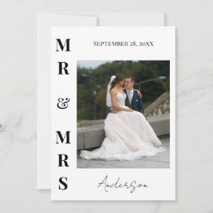 Elegant Modern Mr and Mrs Wedding Thank You