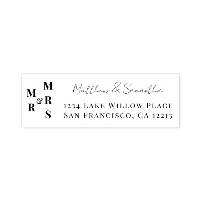 Elegant Modern Mr and Mrs Wedding Thank You Self-inking Stamp (Design)