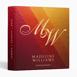 Elegant Modern multicolor Leather Print Monogram 3 Ring Binder