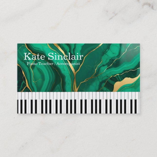 Elegant Modern Music Professional Piano Teacher Business Card (Front)
