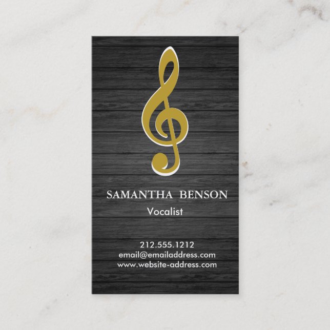 Elegant Modern Musical Clef Logo Vocalist Singer Business Card (Front)