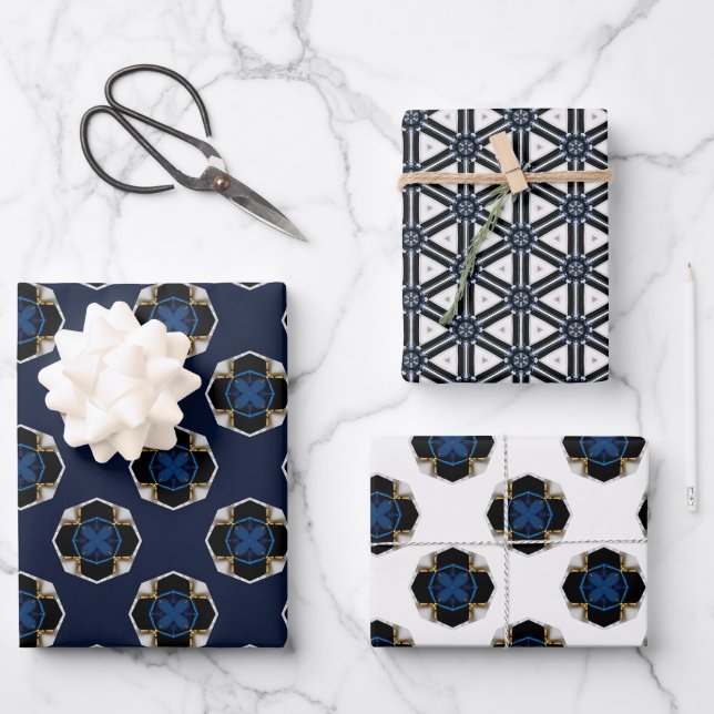 Elegant Modern Nautical Navy and White  Wrapping Paper Sheets (Front)