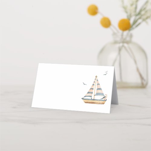 Elegant Modern Nautical Sailboat Baby Shower Place Card