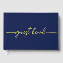 Elegant Modern Navy and Gold Wedding Foil Guest Book