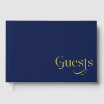 Elegant Modern Navy and Gold Wedding Foil Guest Book