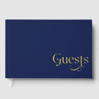 Elegant Modern Navy and Gold Wedding Foil Guest Book